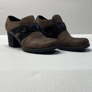 Born Brown and Black Heeled Boots